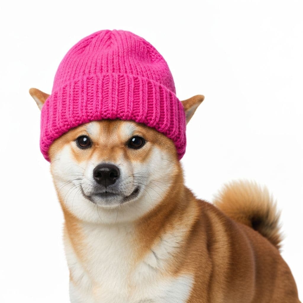 dogwifhat Shiba Inu with pink hat